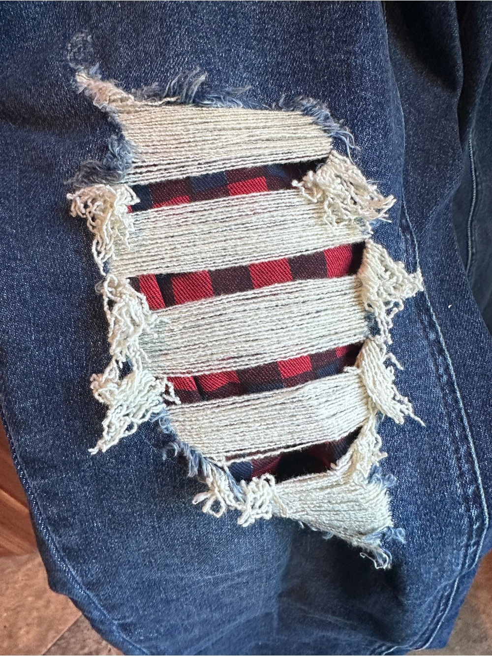 Judy Blue Size 16W Buffalo Plaid Patch Mid Rise Cuffed Boyfriend Jeans New - Picture 2 of 16
